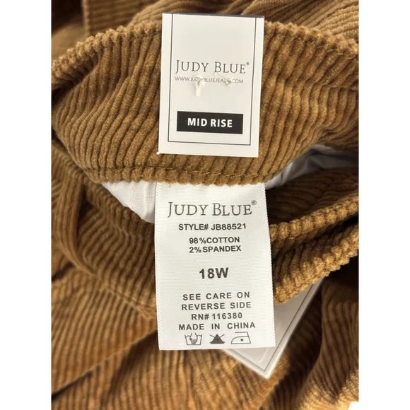 Judy Blue Camel Corduroy Bootcut Pants Mid Rise Stretch Plus Size 18W - Picture 8 of 9